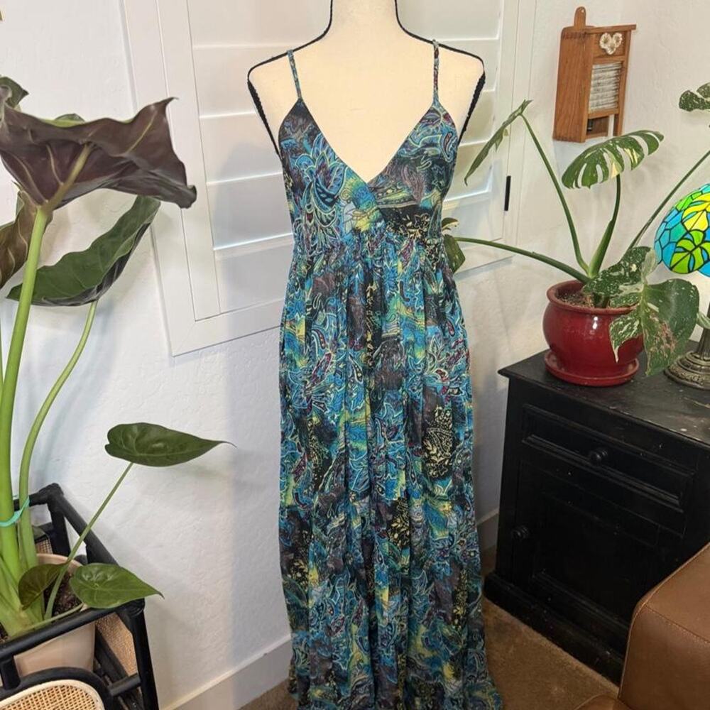Karma 100% Cotton Paisley Boho Maxi Dress Empire Waist Festival